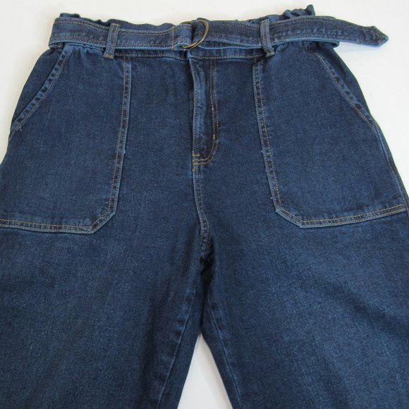 Time and Tru Women's Paperbag Belted Denim Jeans Size 12 - Picture 6 of 15